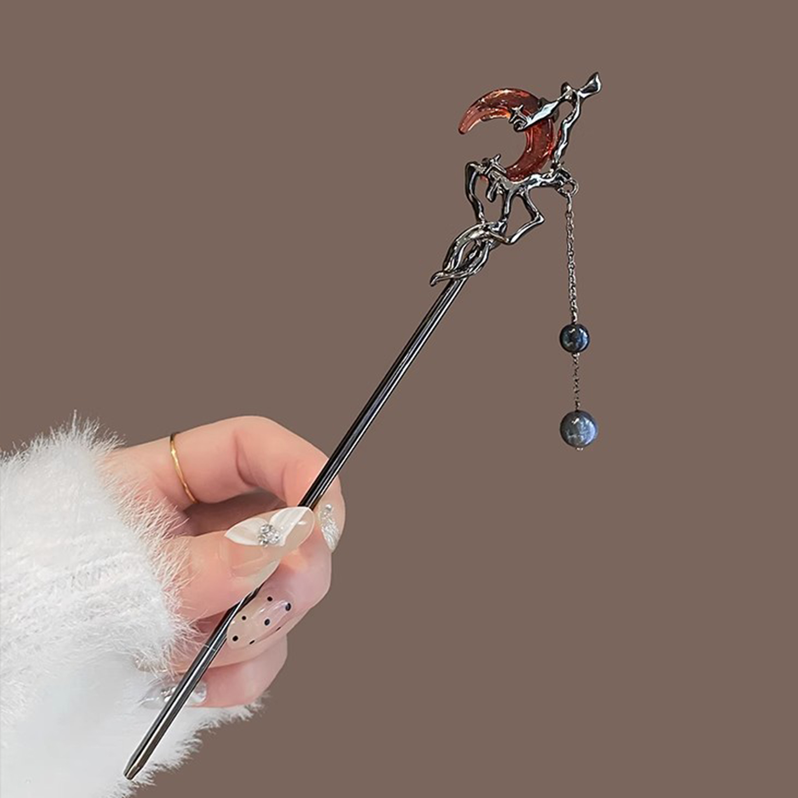 Female Red Moon Shaped Hair St - Hanbok Hair Pin review and price