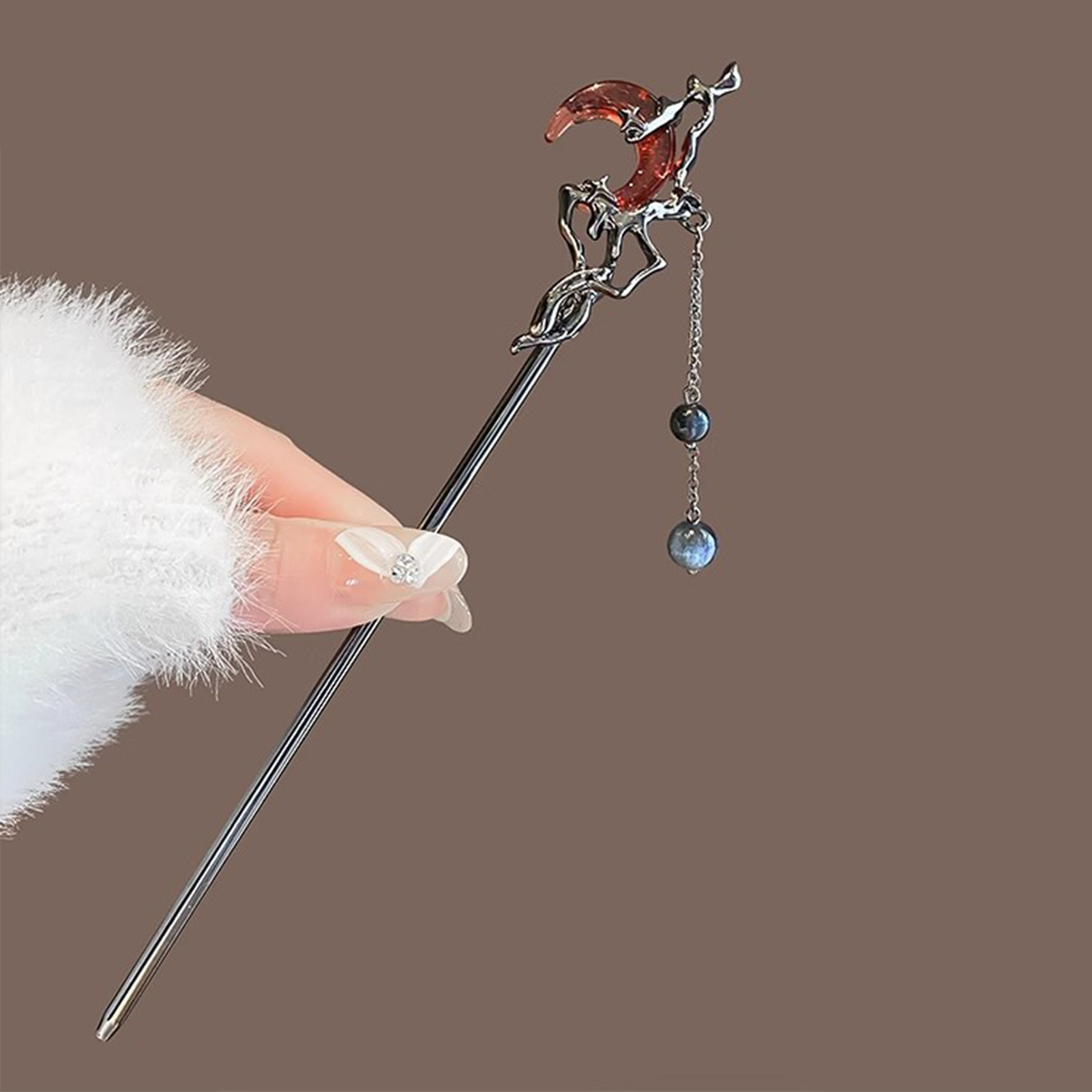 Female Red Moon Shaped Hair St - Hanbok Hair Pin review and price