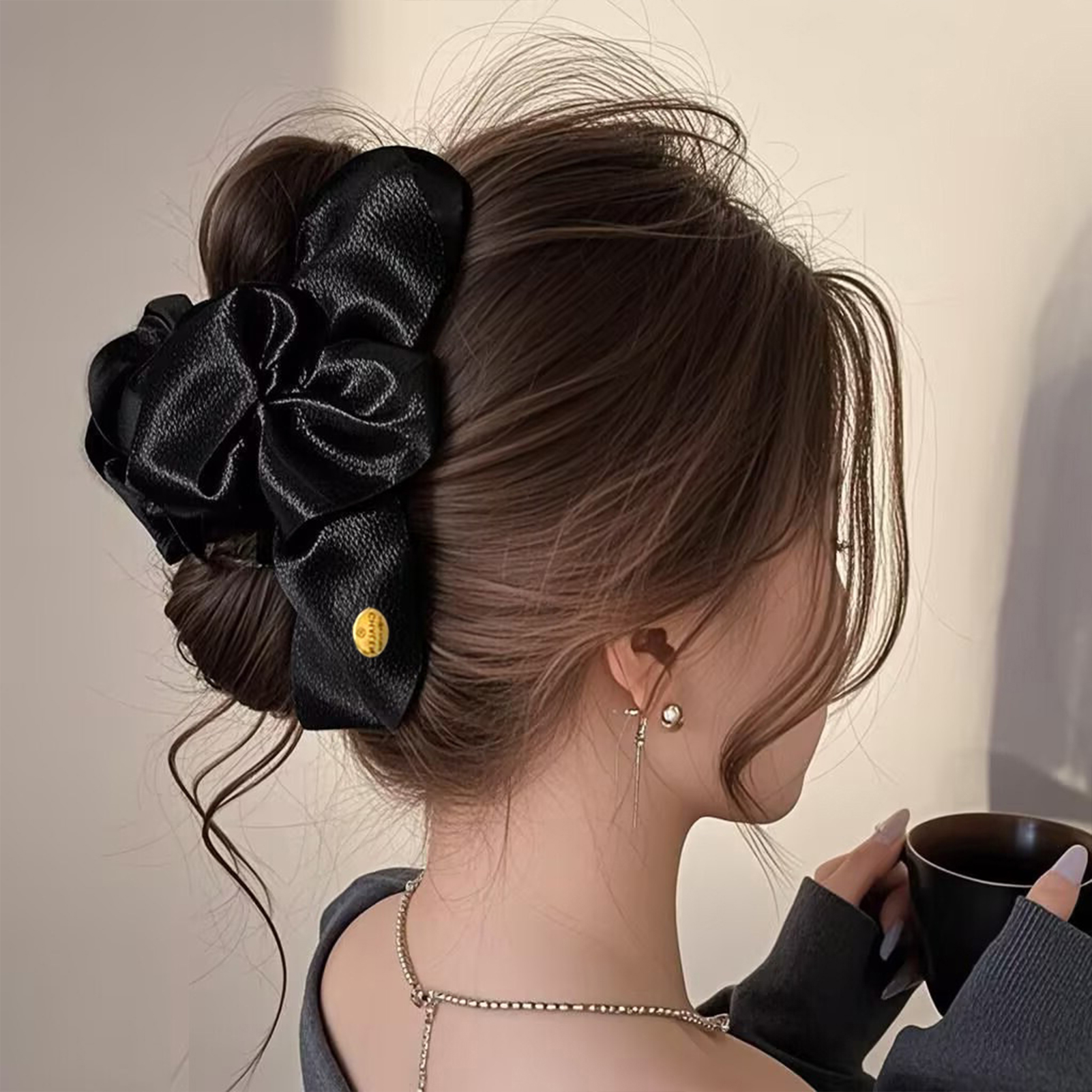Large Satin Hair Claw Korean S - Korean Daily Lifestyle review and price