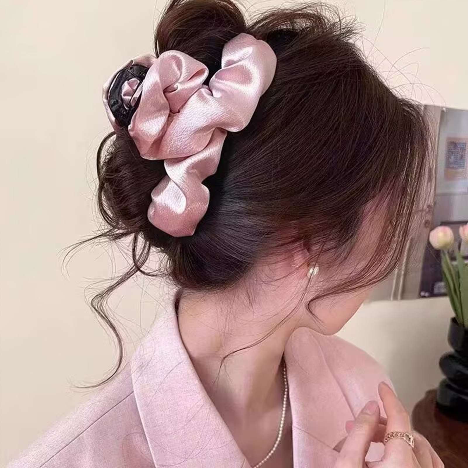 Large Satin Hair Claw Korean S - Korean Daily Lifestyle review and price