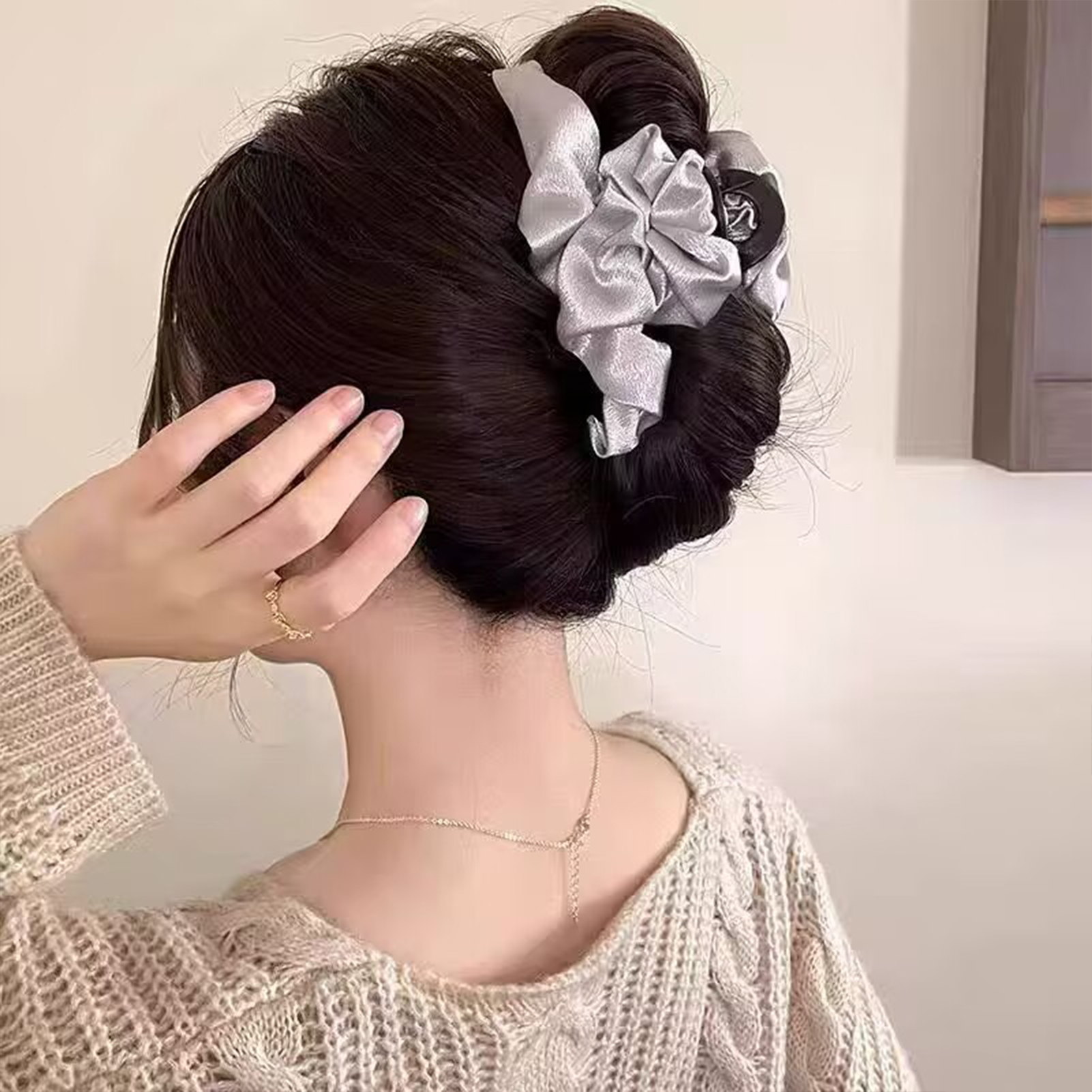 Large Satin Hair Claw Korean S - Korean Daily Lifestyle review and price