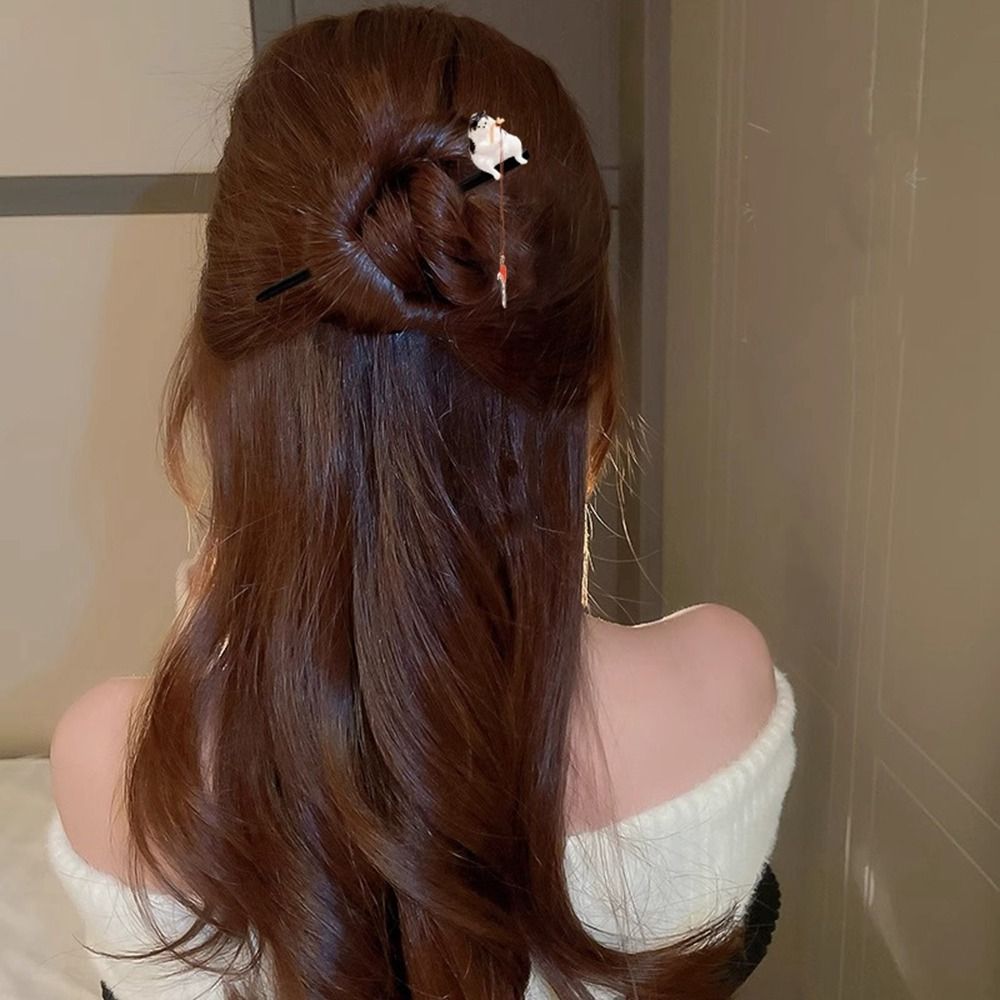 Antique Cat Fishing Wooden Hai - Hanbok Hair Pin review and price