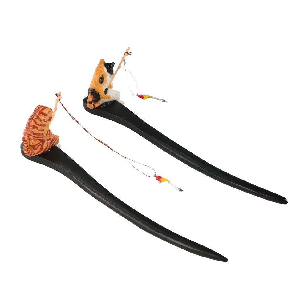 Antique Cat Fishing Wooden Hai - Hanbok Hair Pin review and price