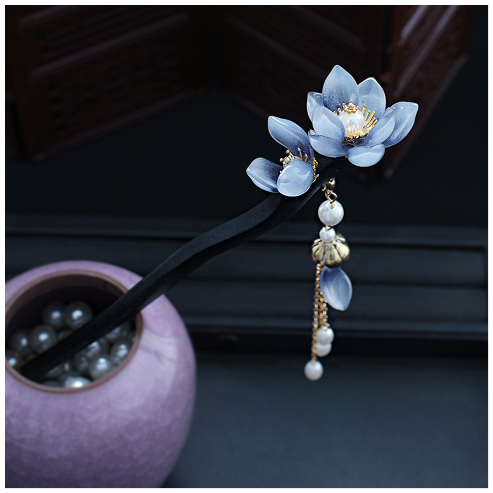 Blue Flower Hair Stick Vintage - Hanbok Hair Pin review and price
