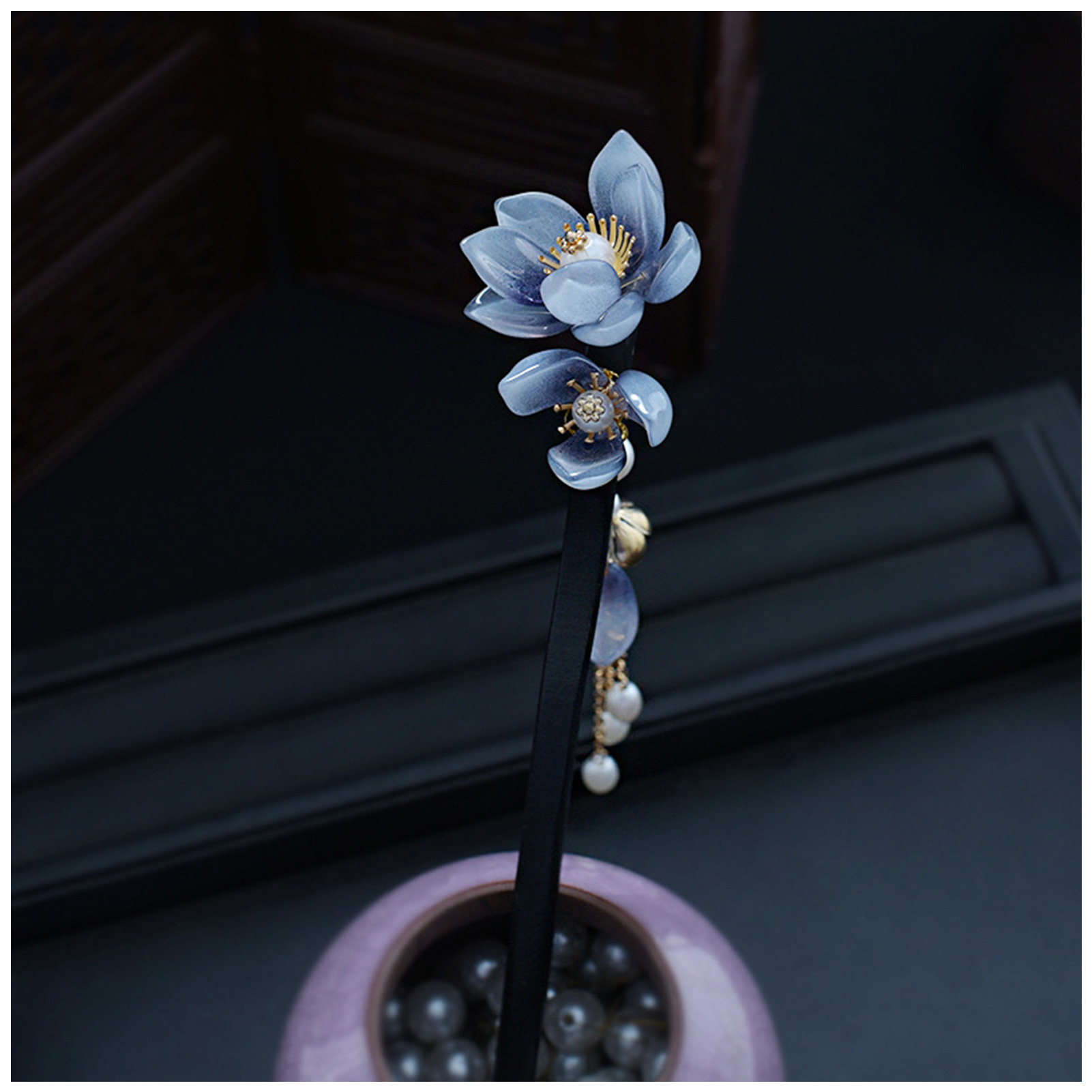 Blue Flower Hair Stick Vintage - Hanbok Hair Pin review and price