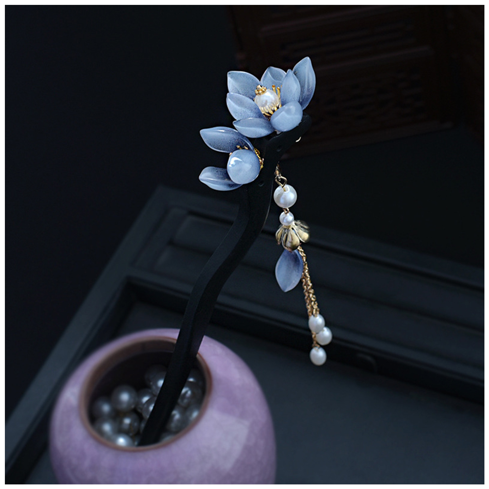 Blue Flower Hair Stick Vintage - Hanbok Hair Pin review and price