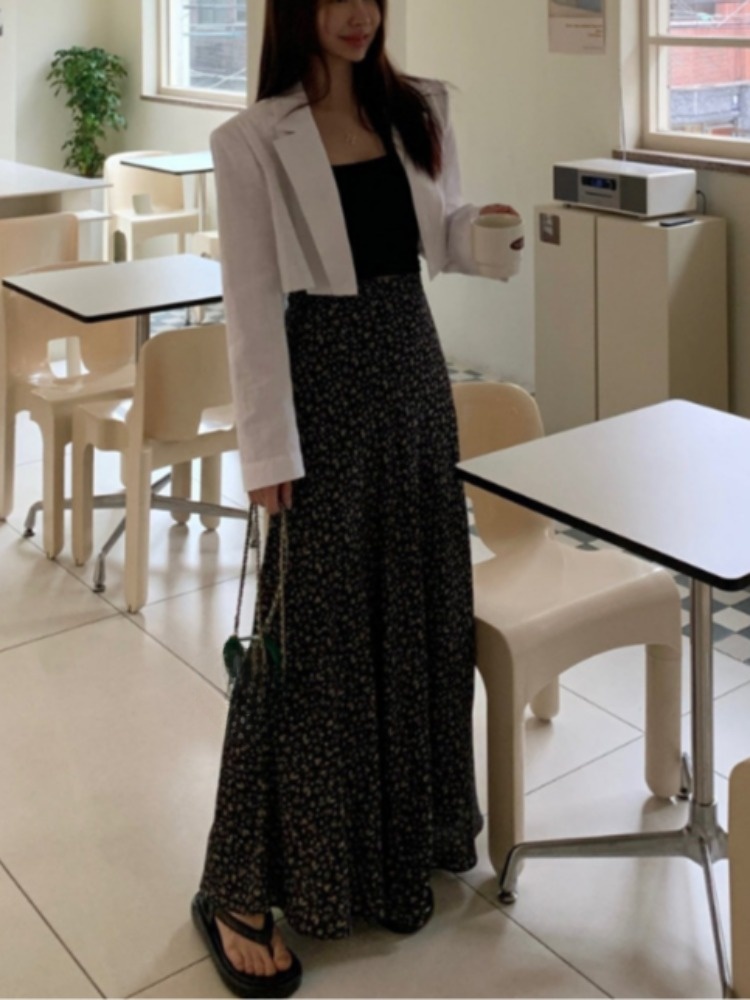 Floral Print Half-length Skirt - Korean Daily Lifestyle review and price