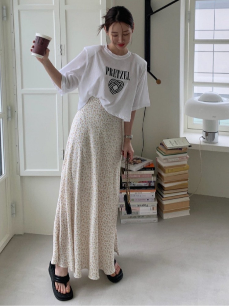 Floral Print Half-length Skirt - Korean Daily Lifestyle review and price